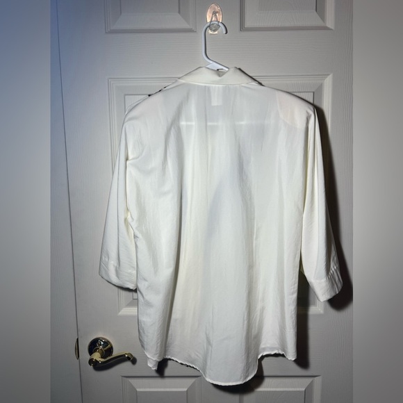 My Kinda Gal Vintage Cream Blouse Black Paisley Shoulder Pads Made in USA L - Picture 5 of 15